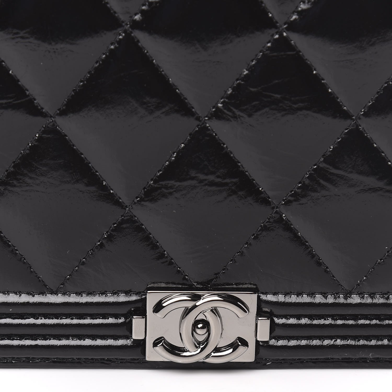 Chanel Glazed Calfskin Calfskin Quilted Boy Wallet On Chain WOC Black 11 of 12