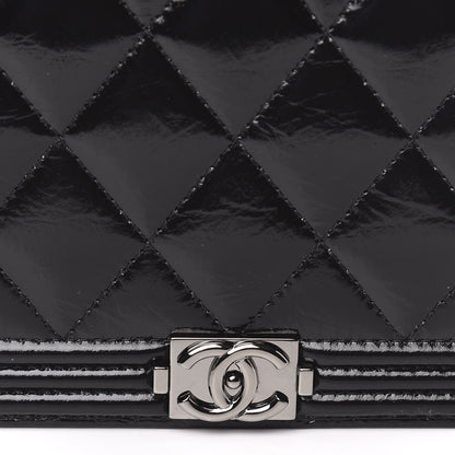 Chanel Glazed Calfskin Calfskin Quilted Boy Wallet On Chain WOC Black 11 of 12