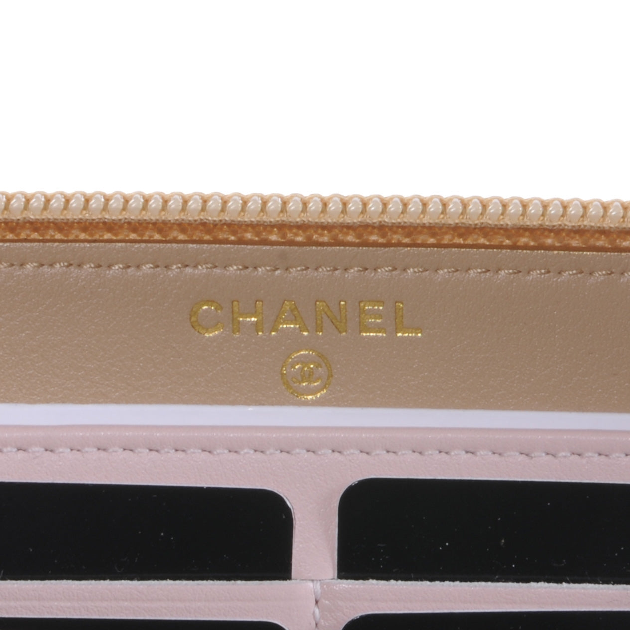 Calfskin Large Zip Around Wallet Gold