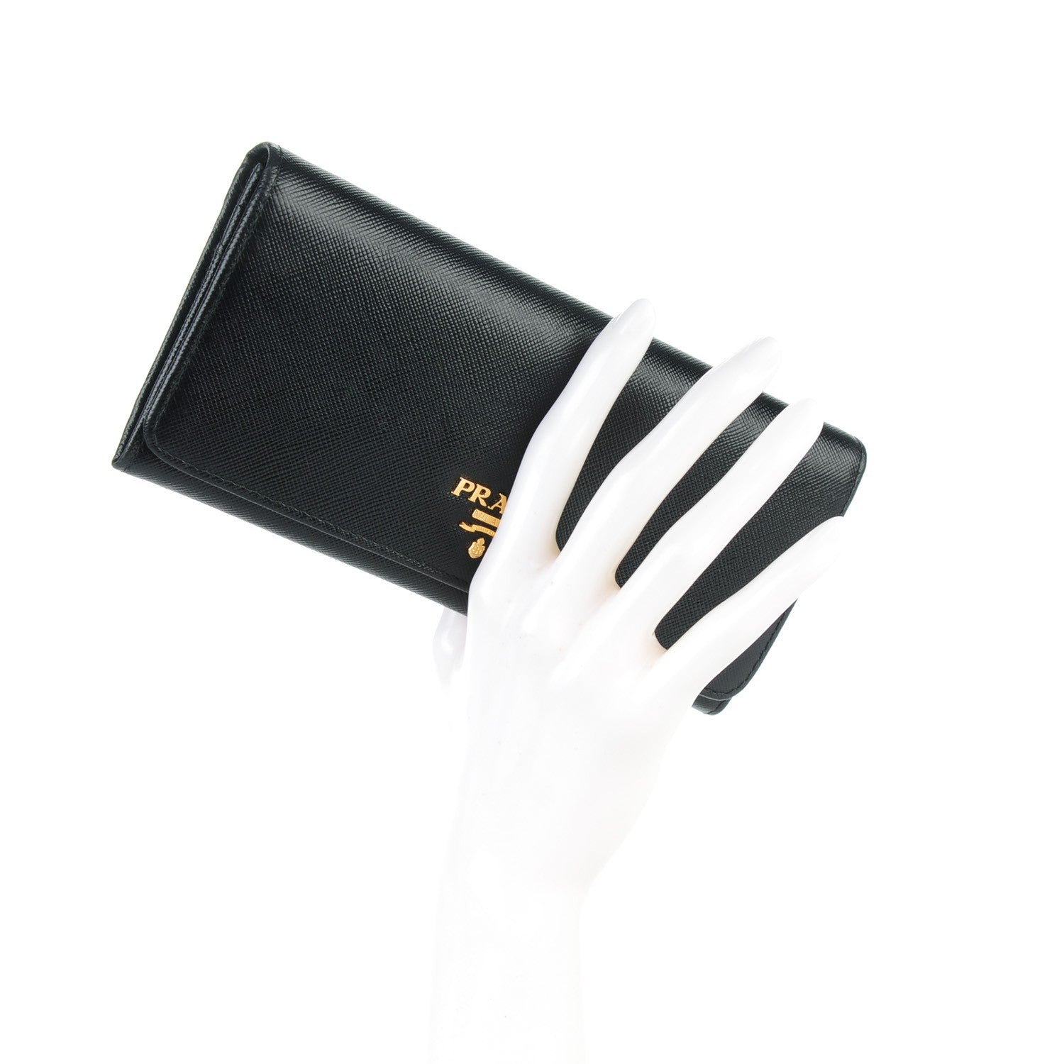 Prada Saffiano Metal Continental Flap Wallet Nero Black 2 of 8