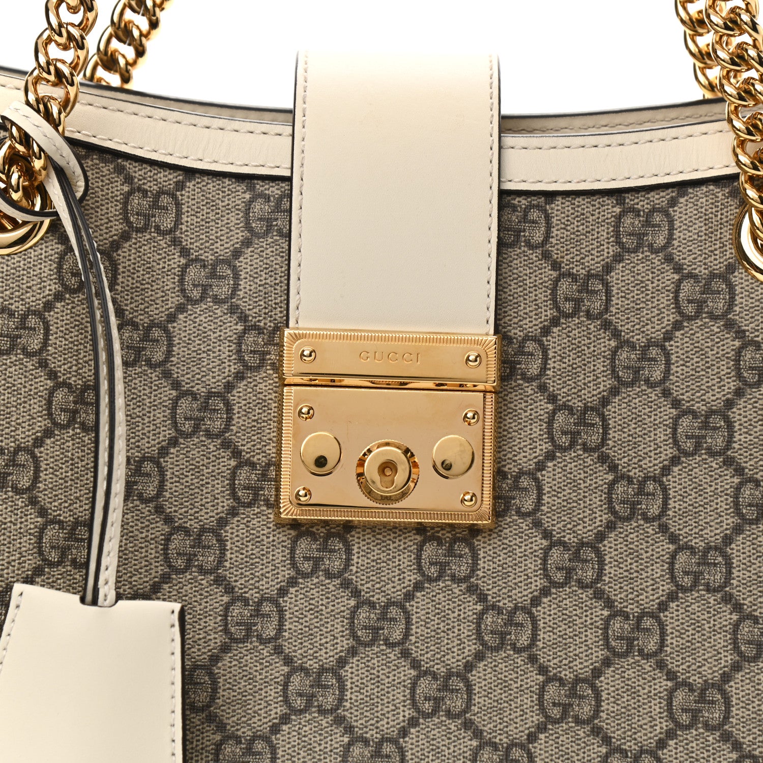 Gucci GG Supreme Monogram Medium Padlock Tote White 7 of 9
