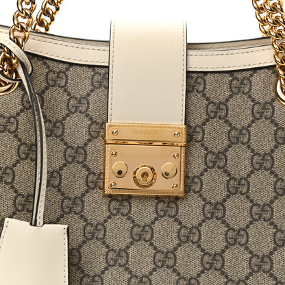Gucci GG Supreme Monogram Medium Padlock Tote White 7 of 9