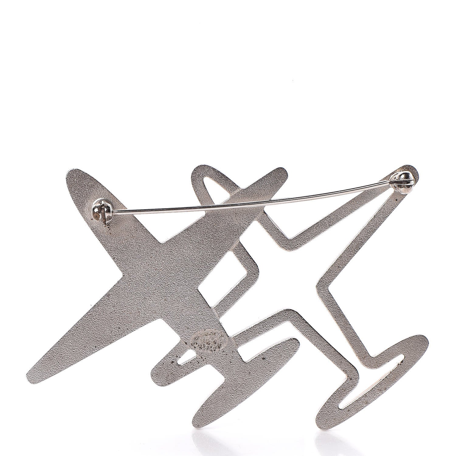 Chanel Crystal Metal CC Airplane Brooch Silver 3 of 6