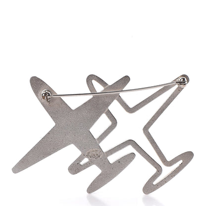 Chanel Crystal Metal CC Airplane Brooch Silver 3 of 6
