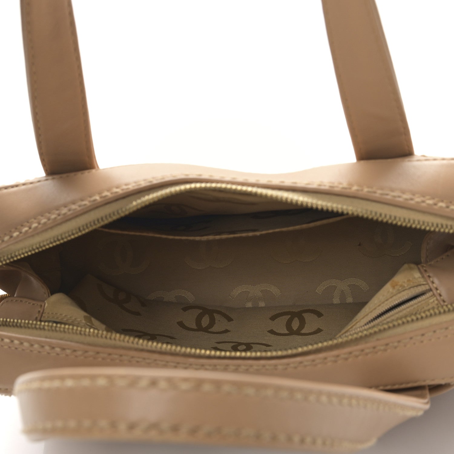 Chanel Calfskin Wild Stitch Top Handle Bag Beige 5 of 9