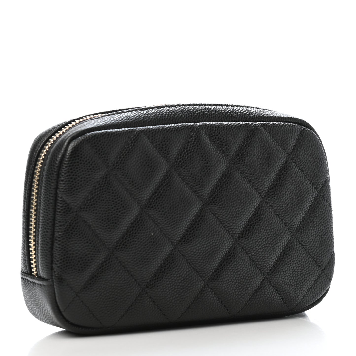Caviar Quilted Small Curvy Pouch Cosmetic Case Black