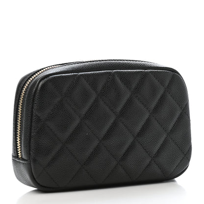 Chanel Caviar Quilted Small Curvy Pouch Cosmetic Case Black 2 of 4