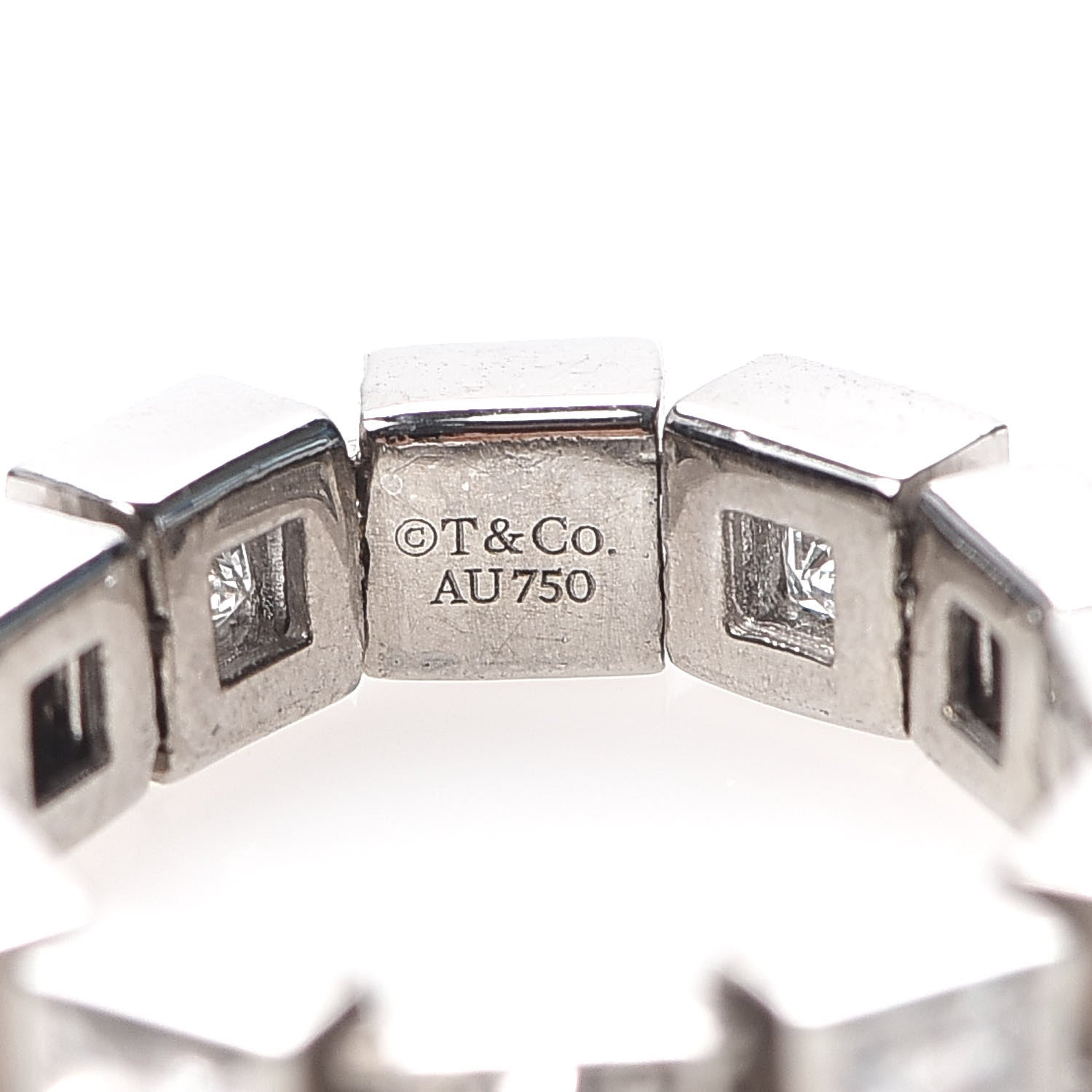 Tiffany 18K White Gold Diamond T Line Band Ring 47 4.25 4 of 5