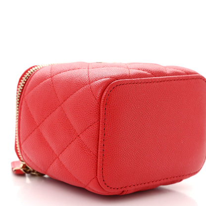 Chanel Caviar Quilted Mini Vanity Case With Chain Red 9 of 11