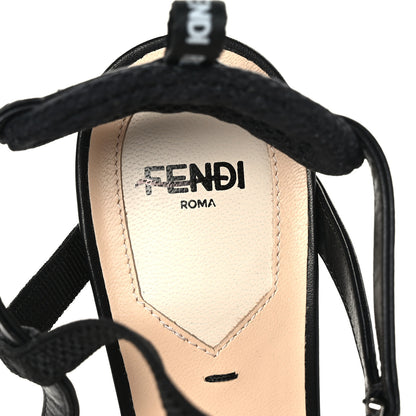 Fendi Mesh Vitello Ajour Embroidered Colibri Lite 55mm Slingback Pumps 36.5 Black 6 of 7