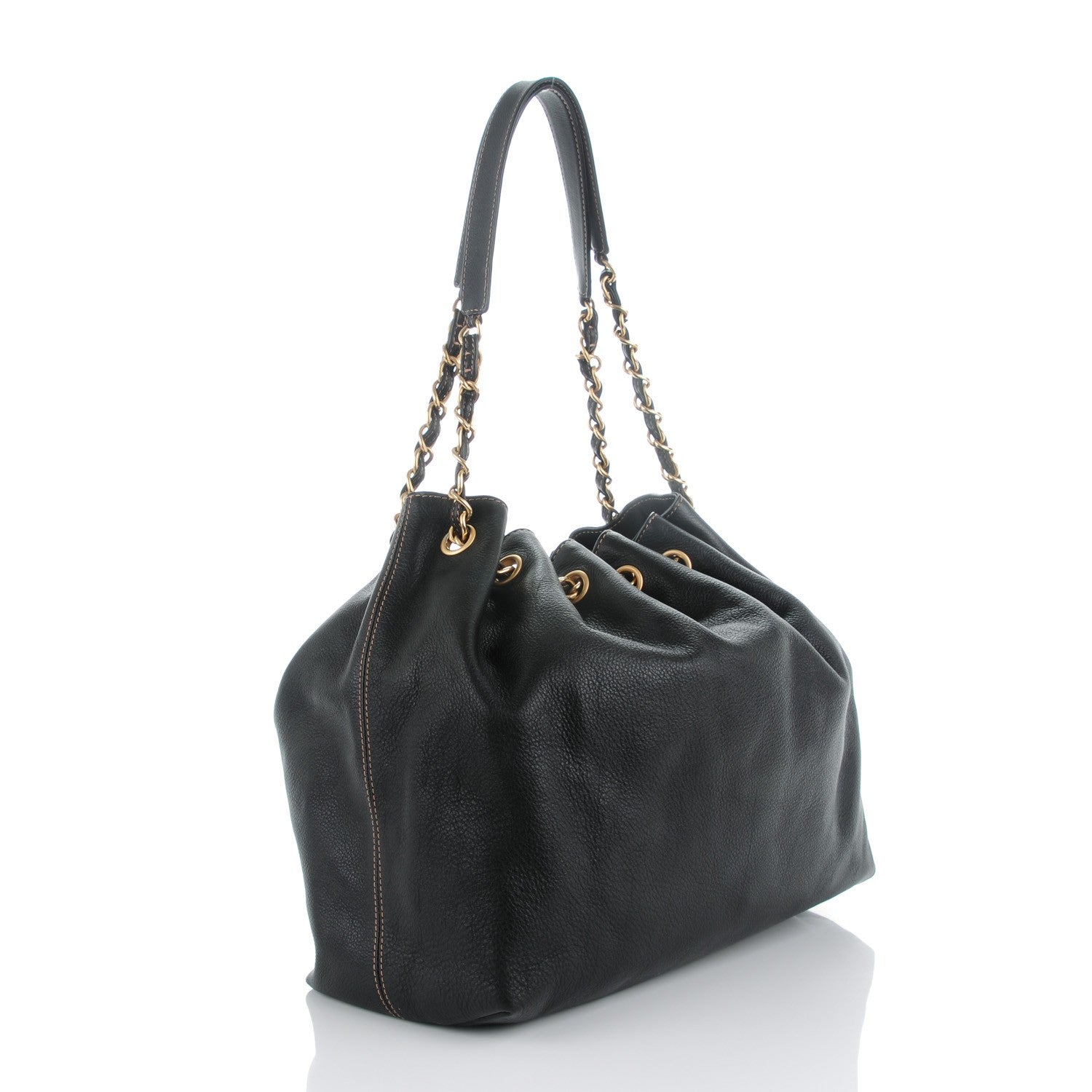 Chanel Calfskin CC Drawstring Bucket Bag Black 3 of 6