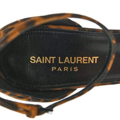 Saint Laurent Calf Hair Leopard Print Amber 105 Ankle Strap Sandals 40 Brown 7 of 8