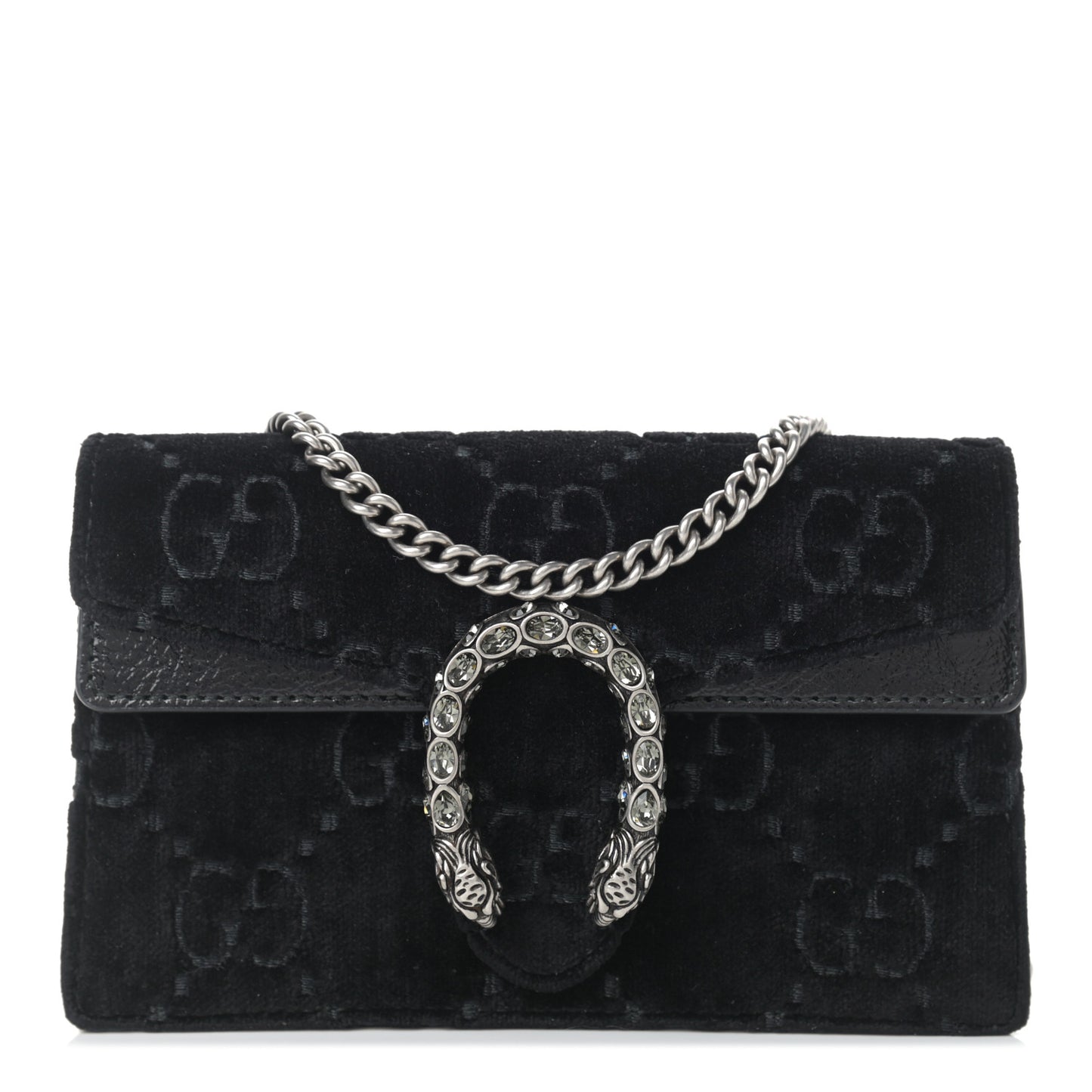 Velvet GG Monogram Super Mini Dionysus Shoulder Bag Black