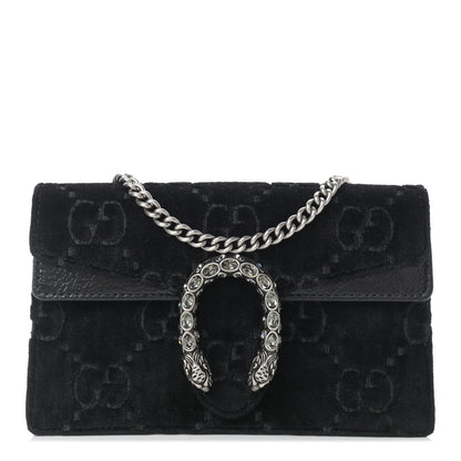 Gucci Velvet GG Monogram Super Mini Dionysus Shoulder Bag Black 1 of 7