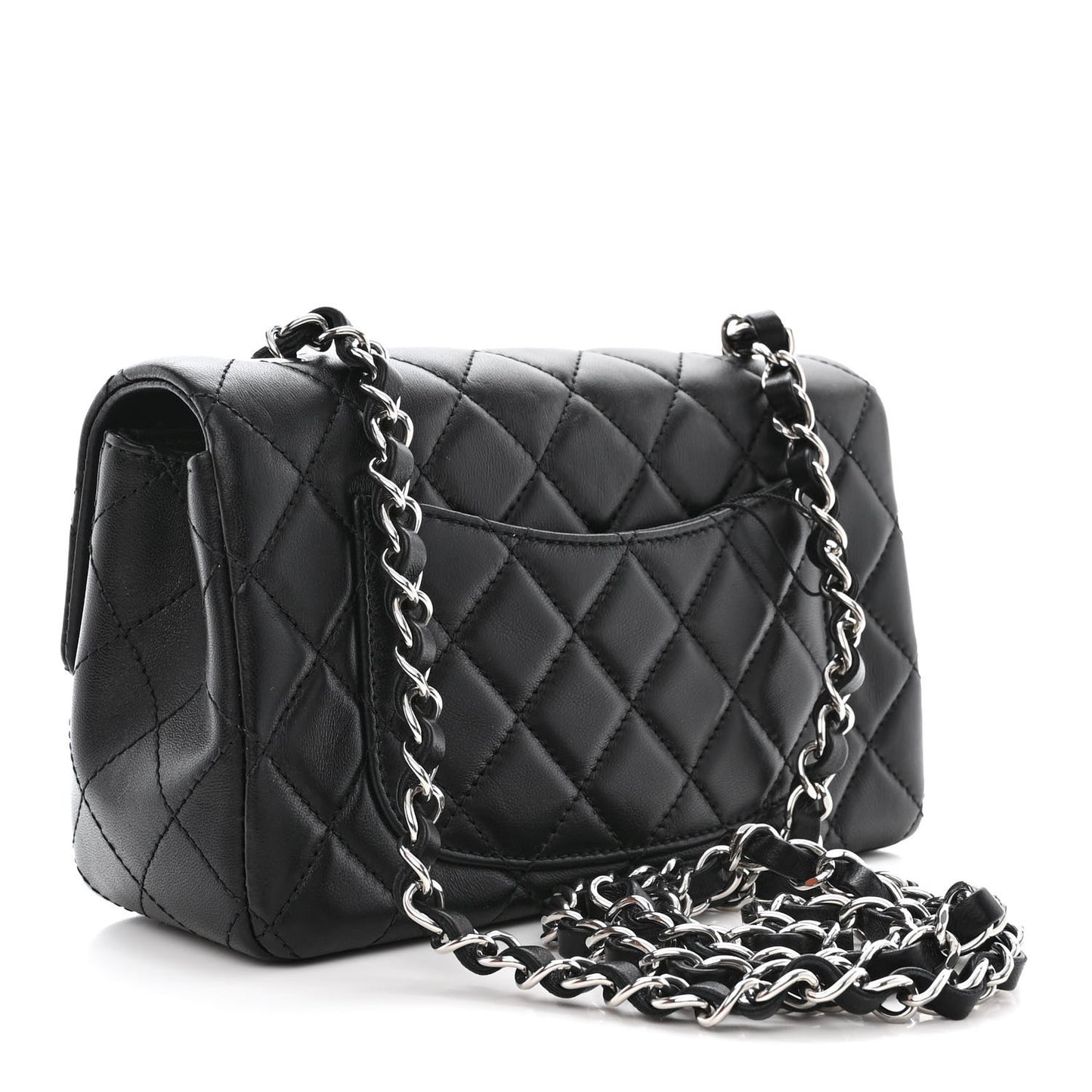 Lambskin Quilted Mini Rectangular Flap Black