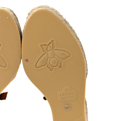 Gucci Nappa Matelasse GG Marmont Ankle Wrap Platform 35/120mm Espadrille Wedges 38 Cognac 9 of 10