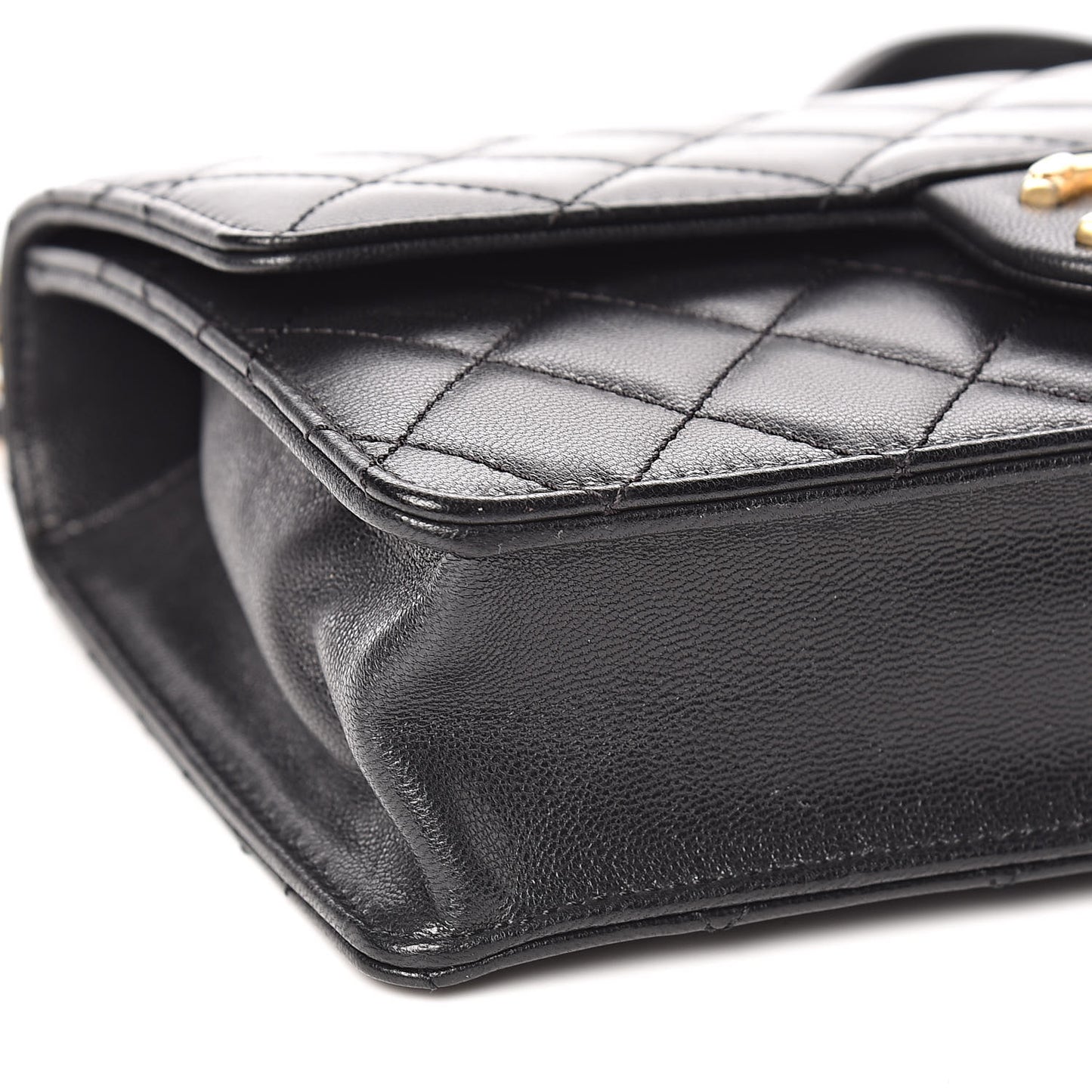 Lambskin Quilted Small Chic Pearls Flap Black