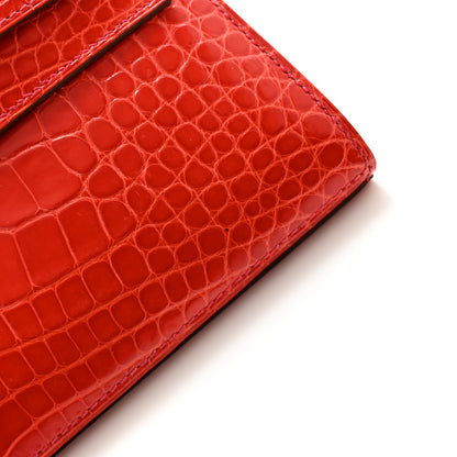Hermes Shiny Alligator Kelly Longue Wallet Greanium 9 of 11