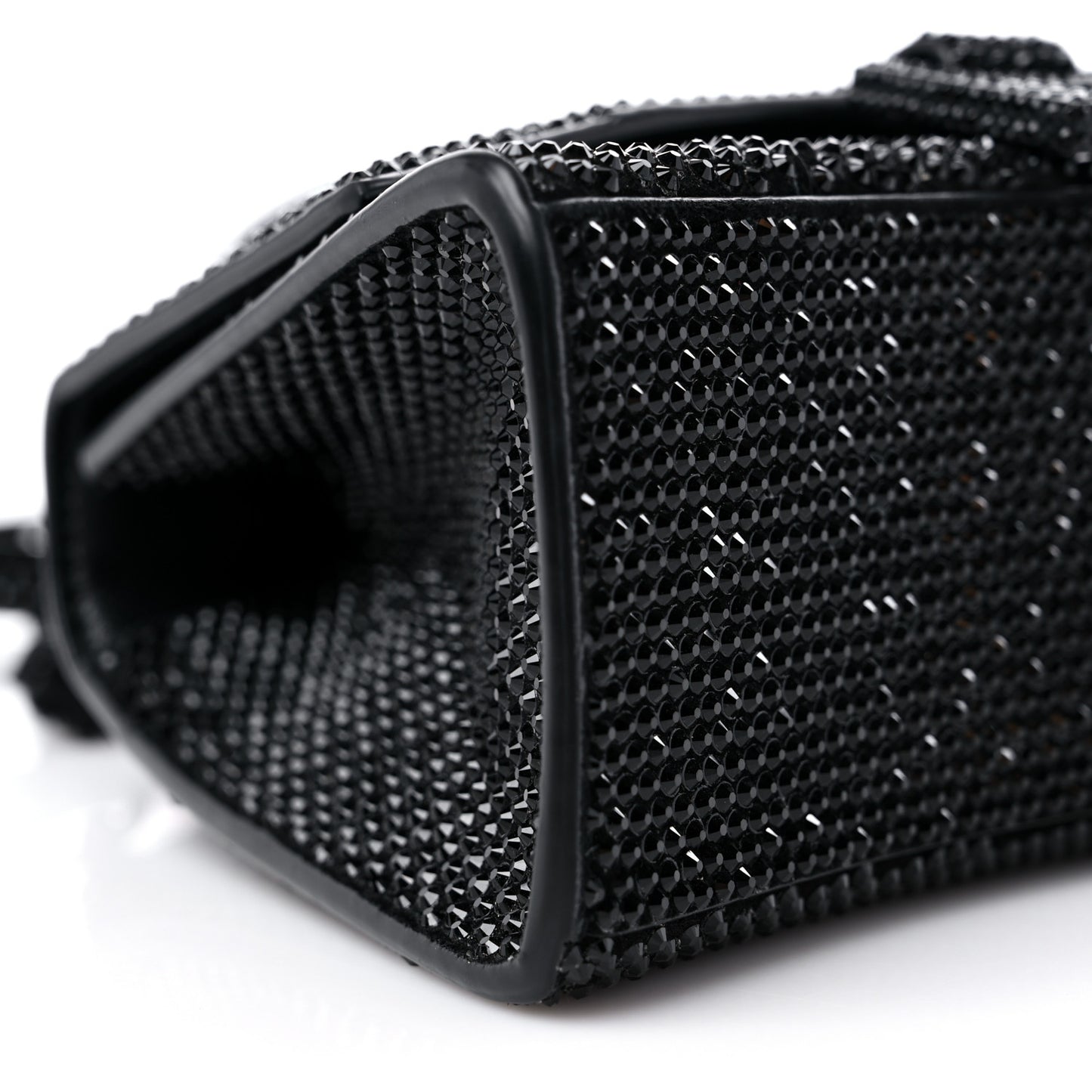 Strass Suede Hourglass Top Handle Bag XS Black Jet