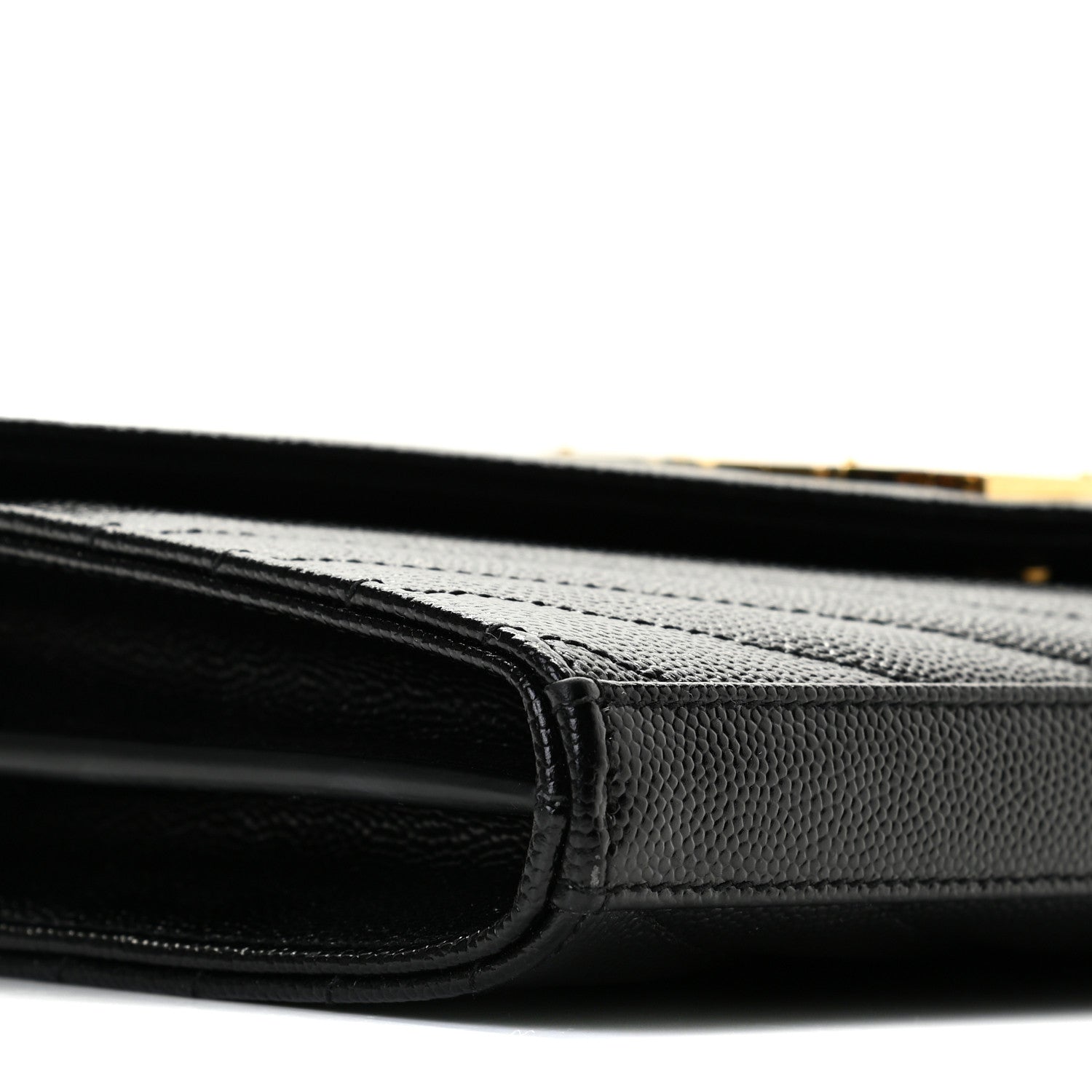 Saint Laurent Grain De Poudre Matelasse Chevron Monogram Chain Wallet Black 6 of 11