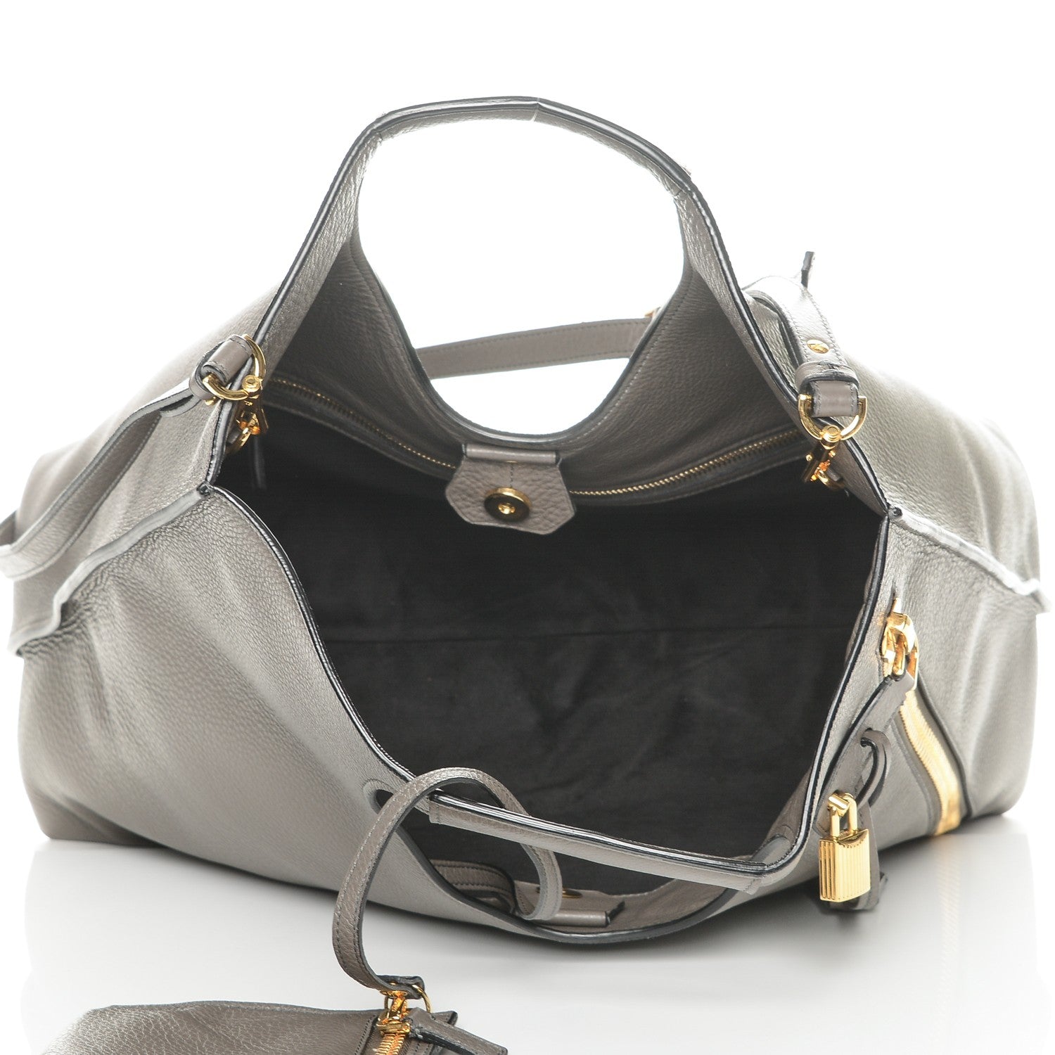 Tom Ford Grained Calfskin Alix Padlock Zip Tote Graphite 5 of 7