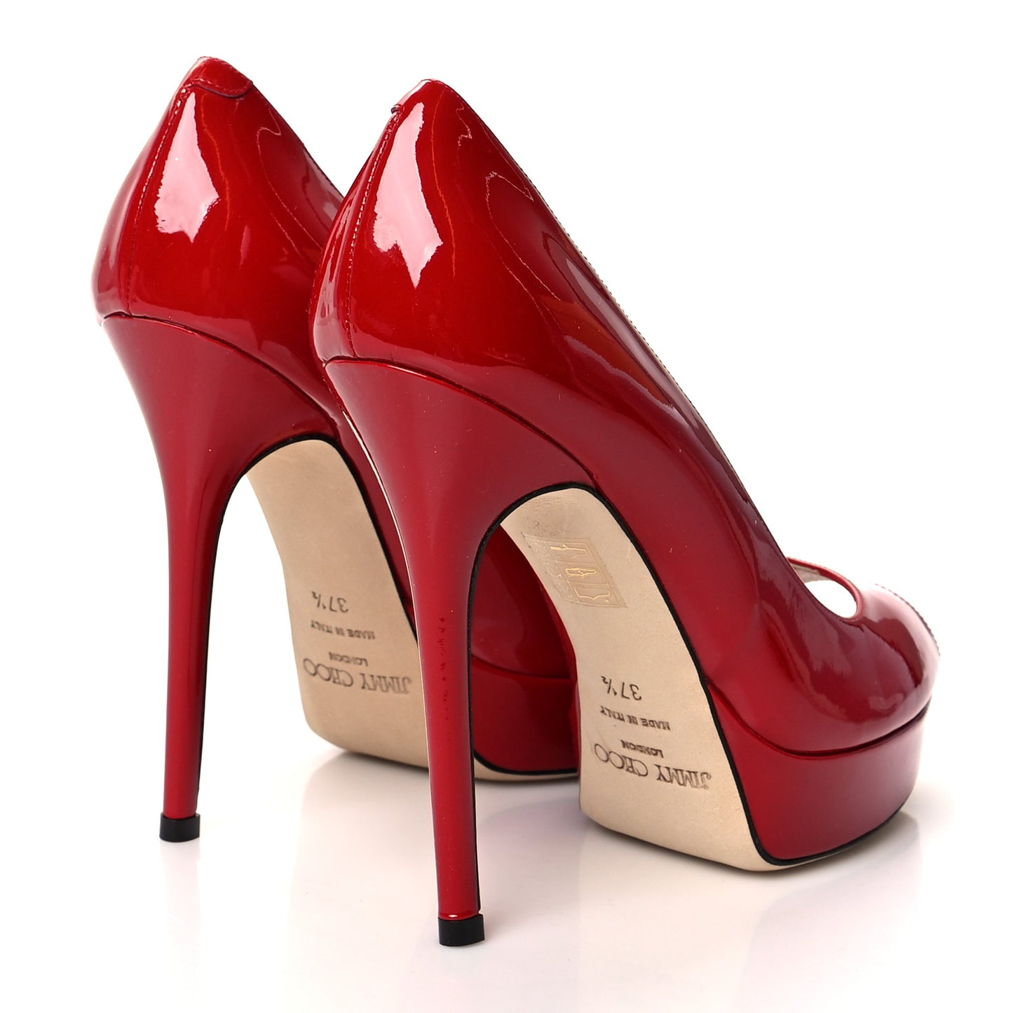 Patent Calfskin Crown 120 Peep Toe Platform Pumps 37.5 Red