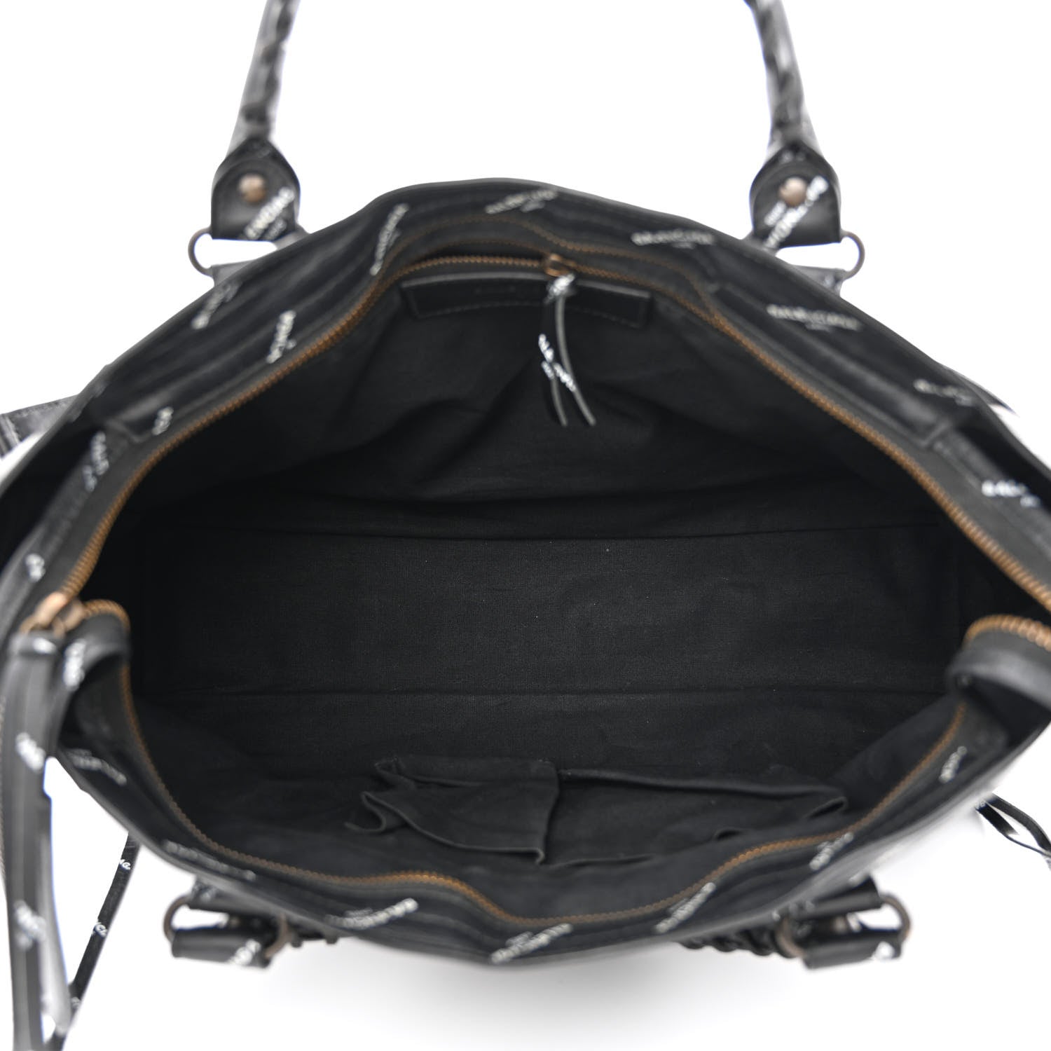Balenciaga Veau Allover Logo Classic Hardware City Black White 5 of 11