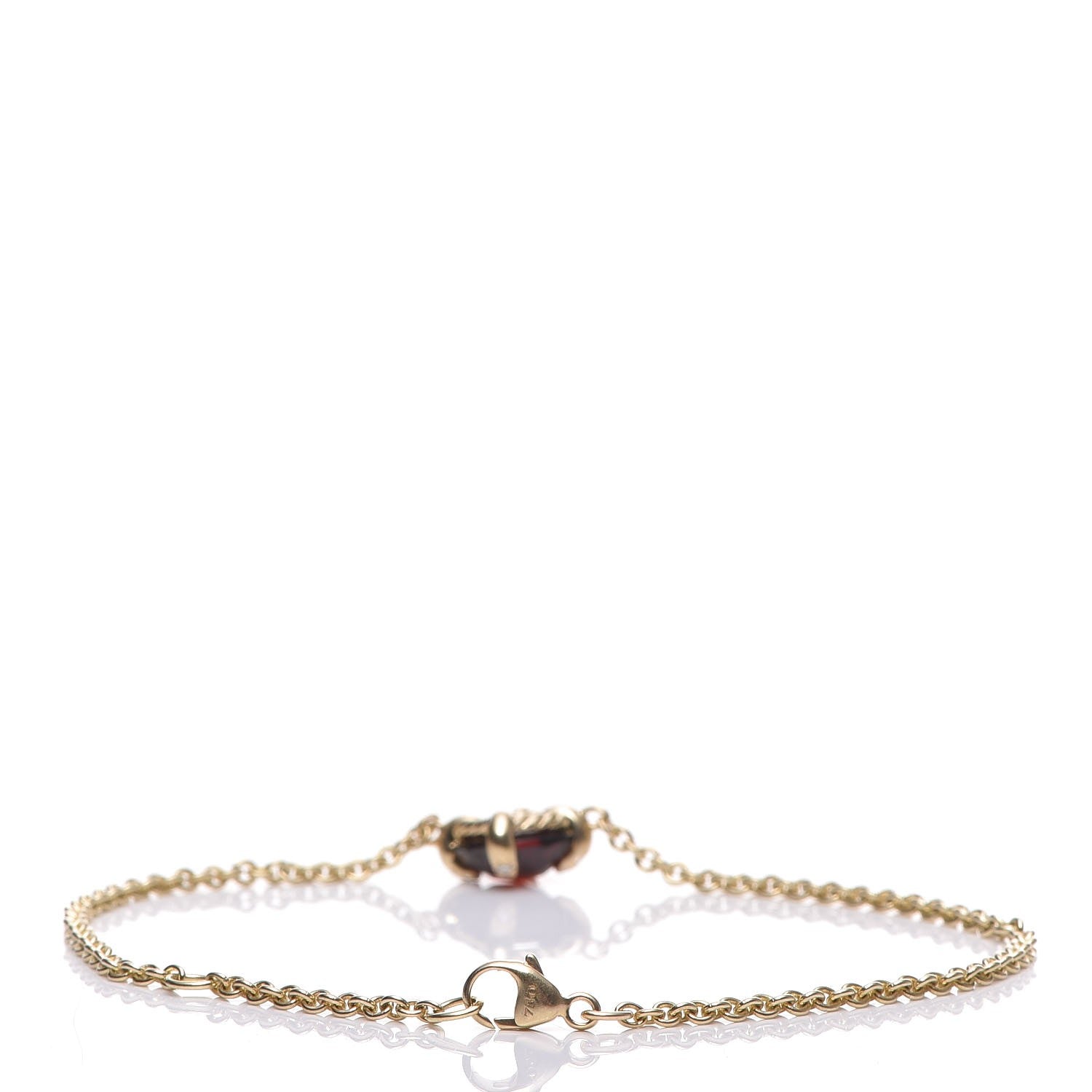 David Yurman 18K Yellow Gold Diamond Garnet Chatelaine Bracelet 8 of 11