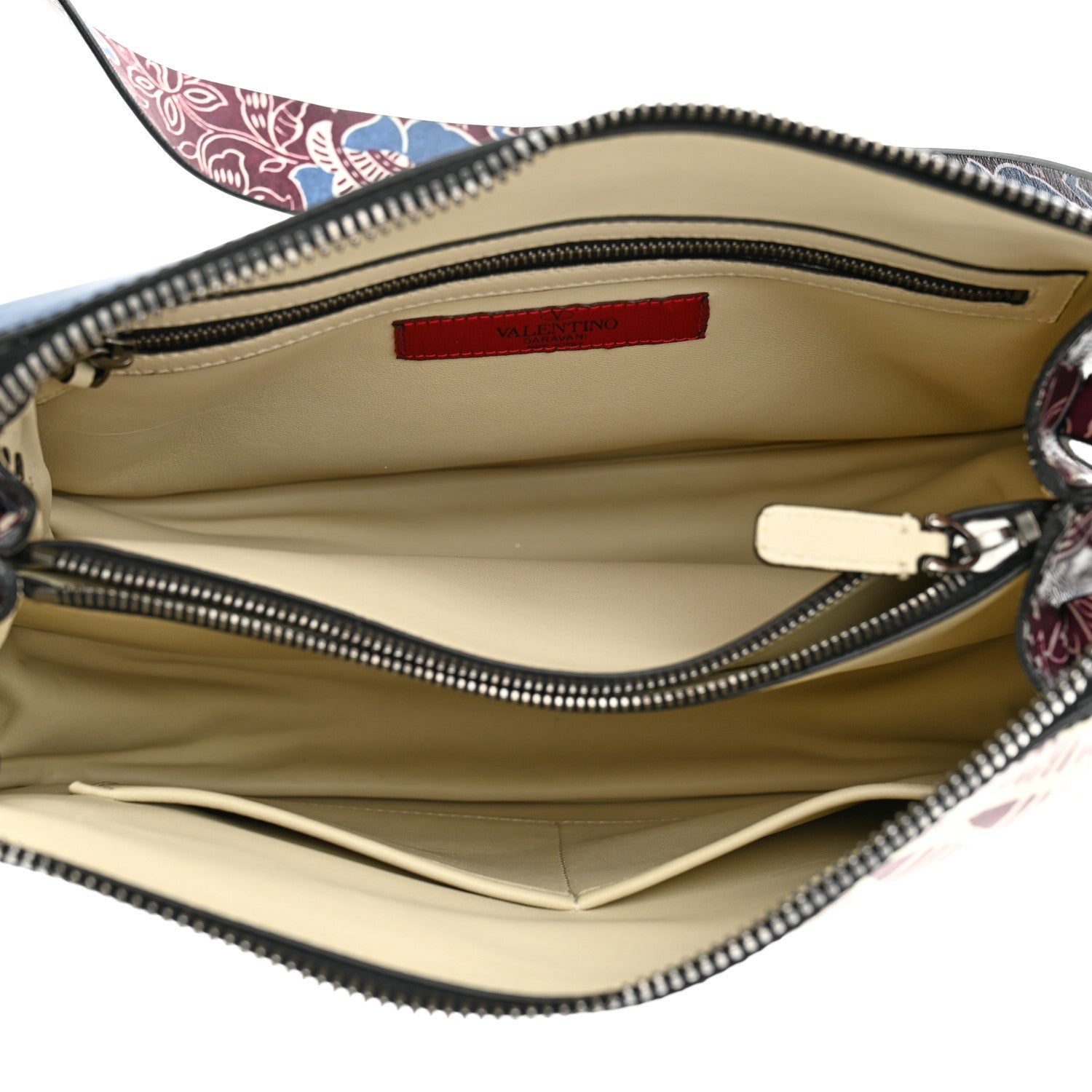 Valentino Garavani Calfskin Floral Print Mime Hobo Burgundy 5 of 9