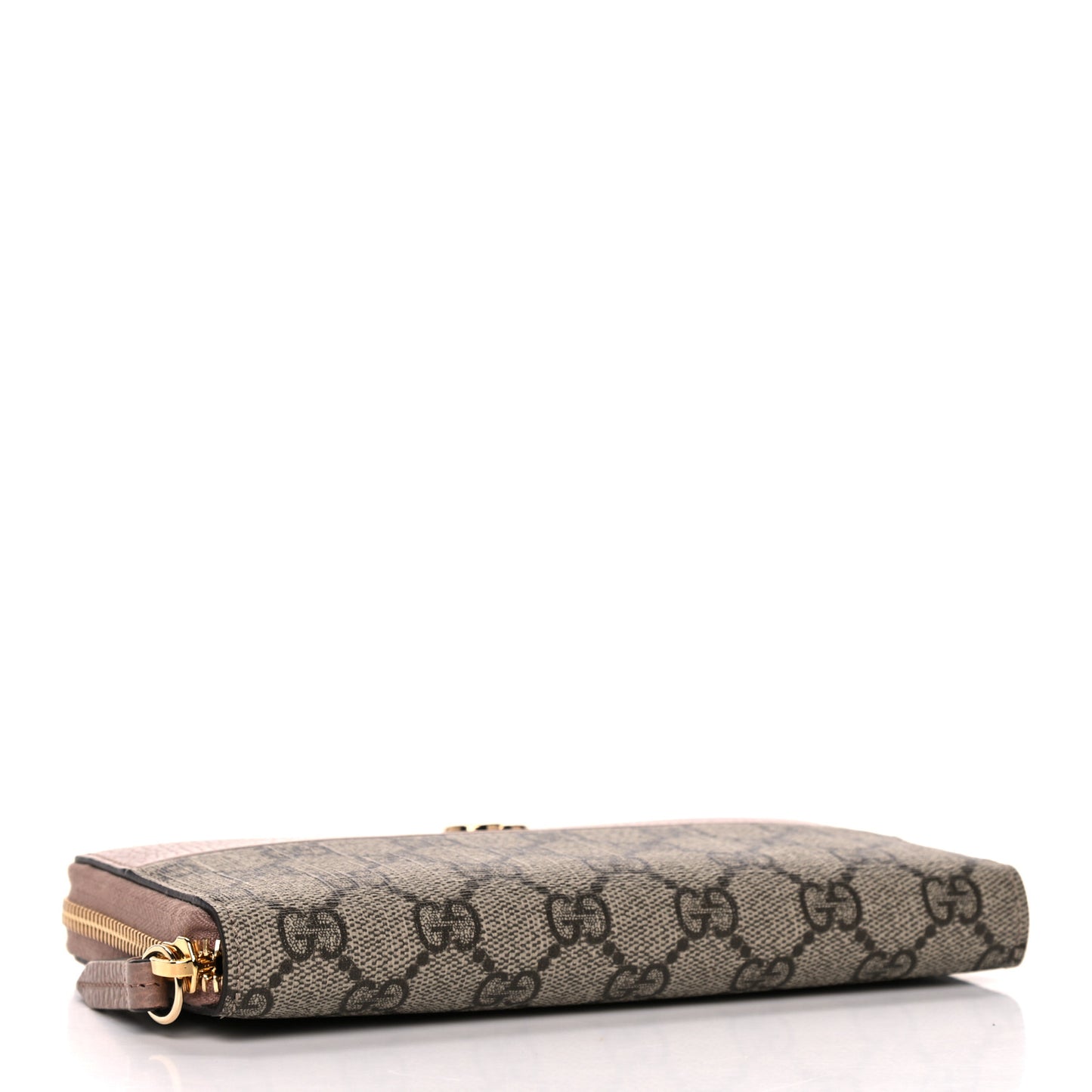 Dollar Calfskin GG Supreme Monogram GG Marmont Zip Around Wallet Porcelain Rose Beige Ebony