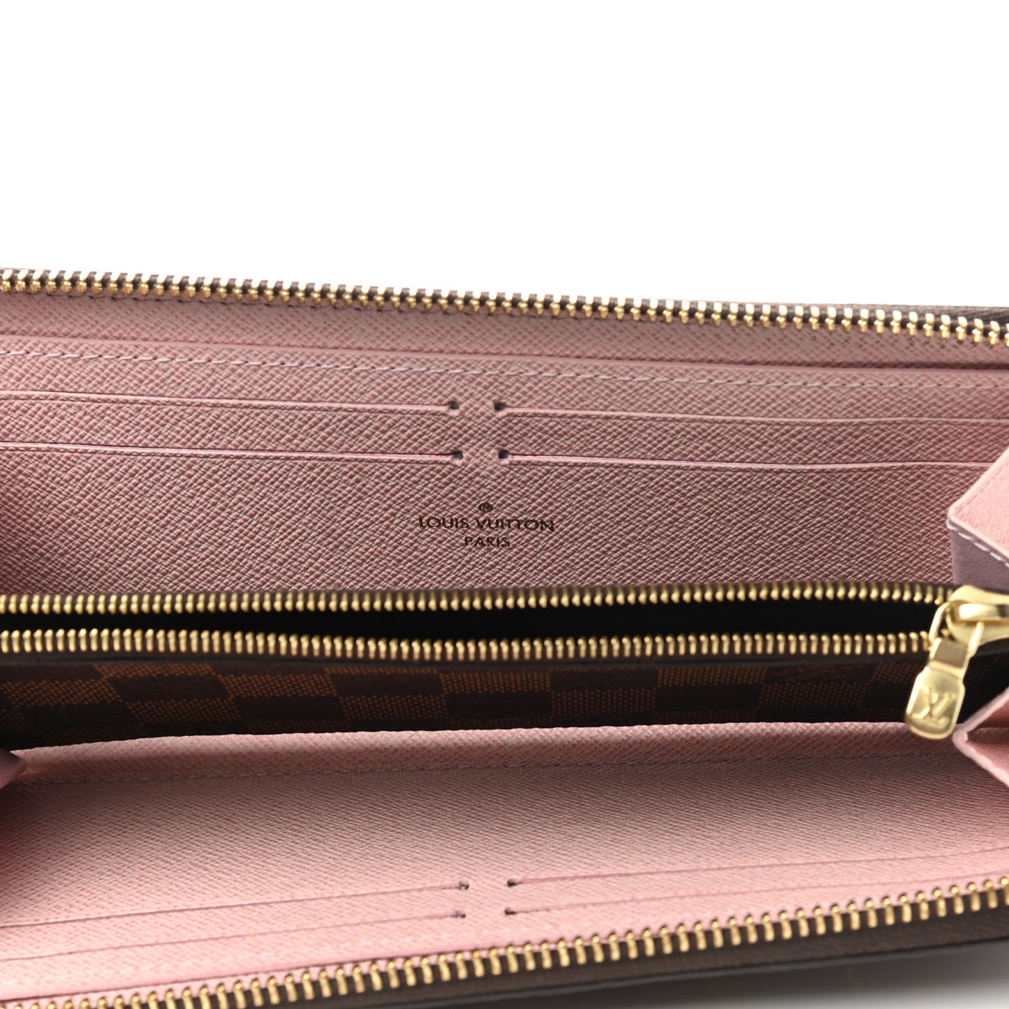 Damier Ebene Clemence Wallet Rose Ballerine