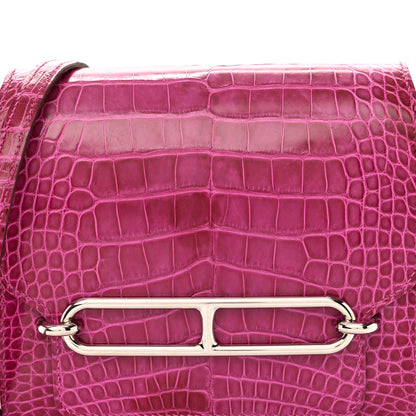 Hermes Shiny Alligator Mini Sac Roulis Rose Scheherazade 8 of 10