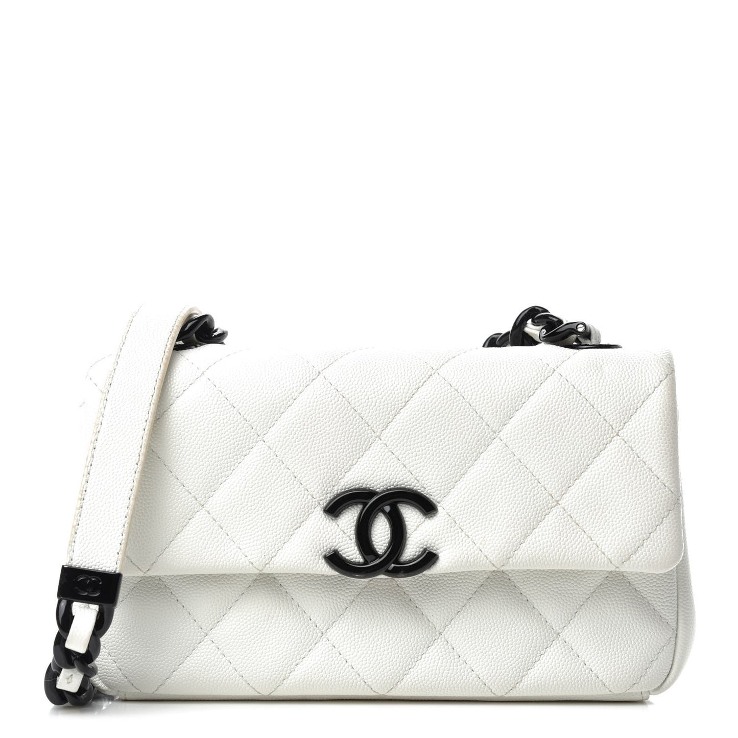 Caviar Quilted My Everything Small Flap White Black