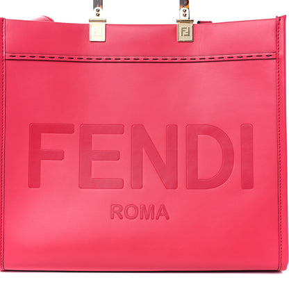Fendi Vitello King Plexiglass Logo Embossed Medium Fendi Sunshine Shopper Tote Lampone 11 of 11