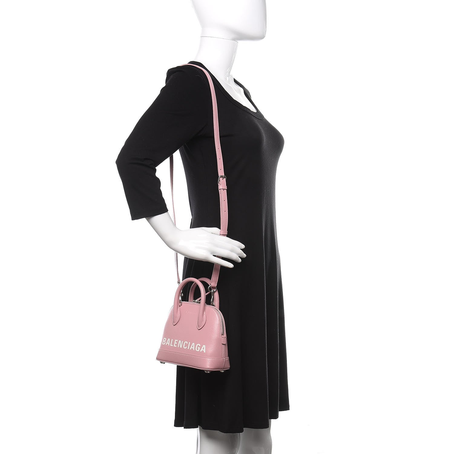 Balenciaga Grained Calfskin XXS Ville Top Handle Bag Pink White 2 of 10
