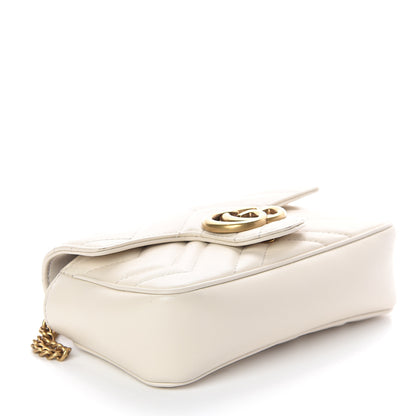 Gucci Calfskin Matelasse Super Mini GG Marmont Shoulder Bag White 4 of 9