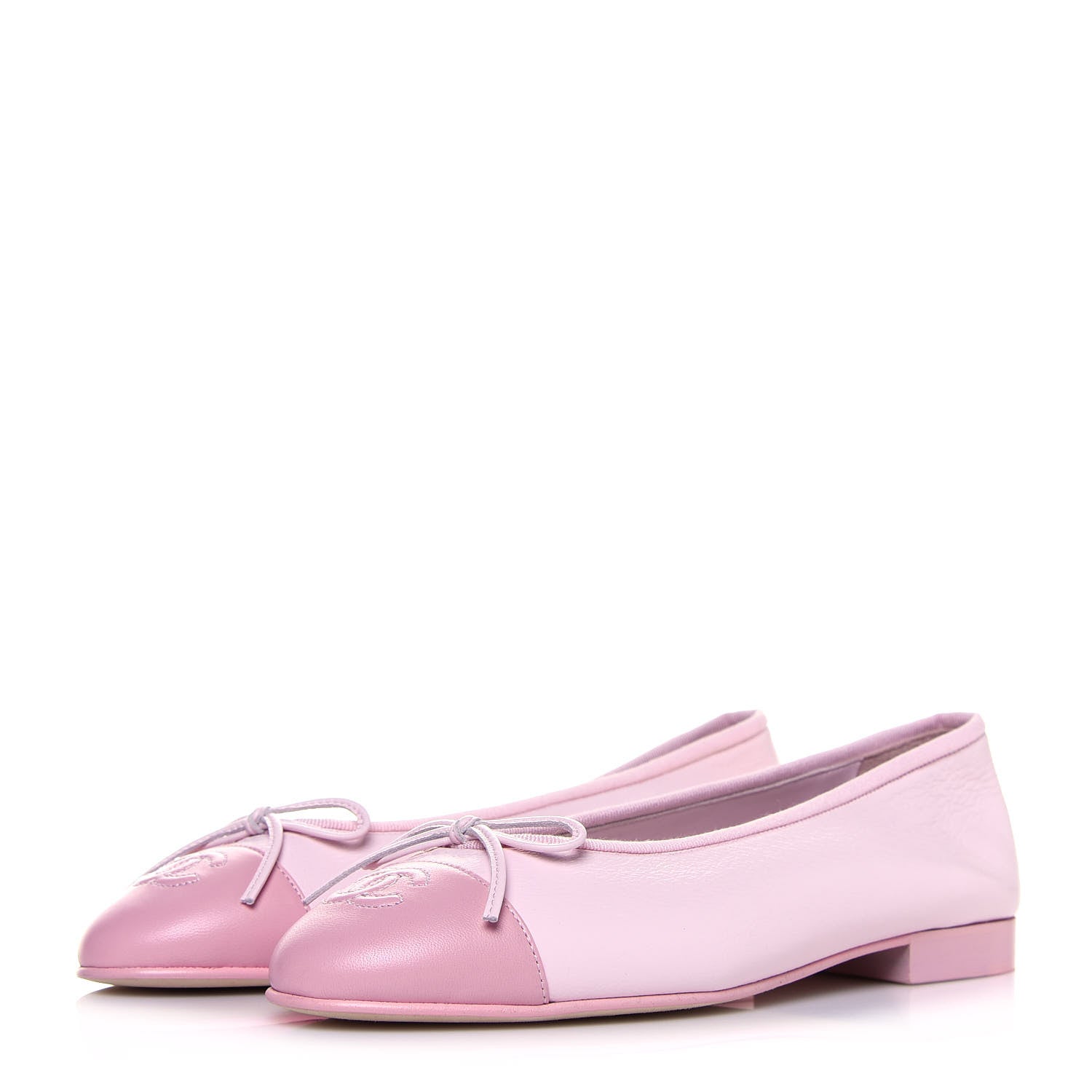Chanel Lambskin CC Cap Toe Ballerina Flats 37 Pink Light Pink 3 of 8