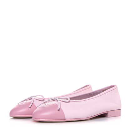 Chanel Lambskin CC Cap Toe Ballerina Flats 37 Pink Light Pink 3 of 8