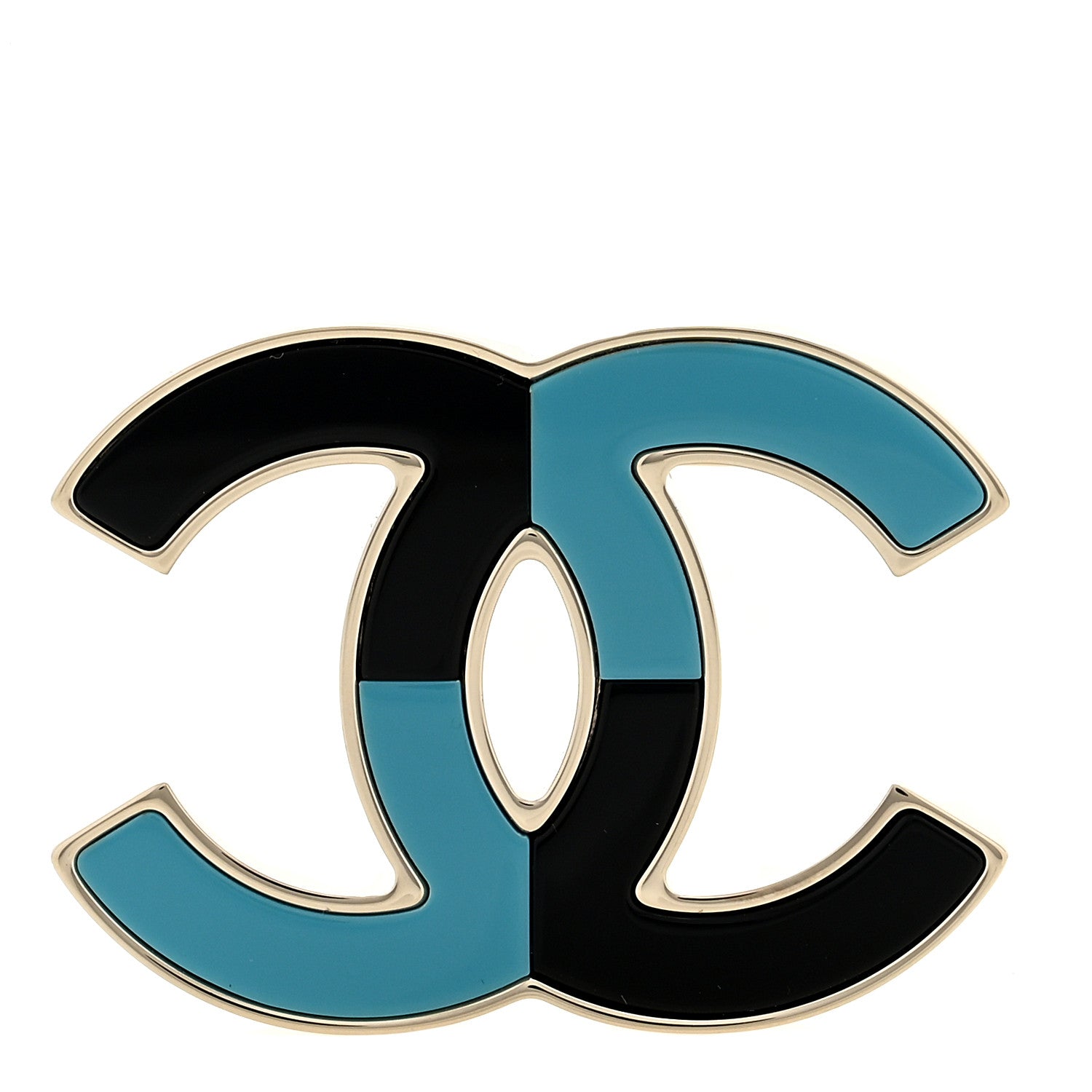 Chanel Enamel CC Brooch Gold Blue Black 1 of 3