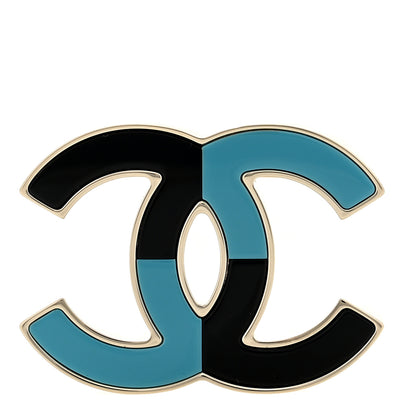 Chanel Enamel CC Brooch Gold Blue Black 1 of 3