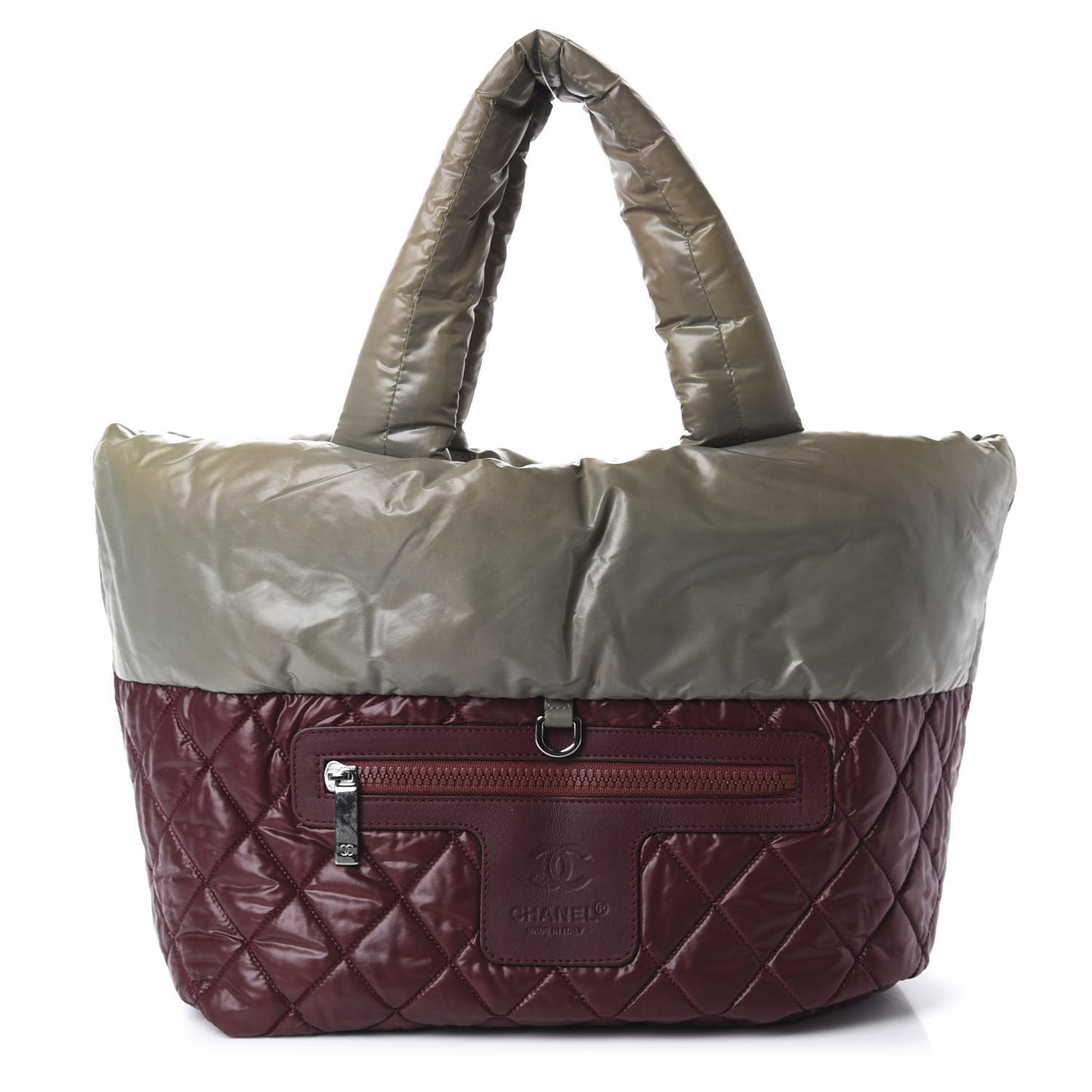 Nylon Quilted Small Coco Cocoon Reversible Tote Gray