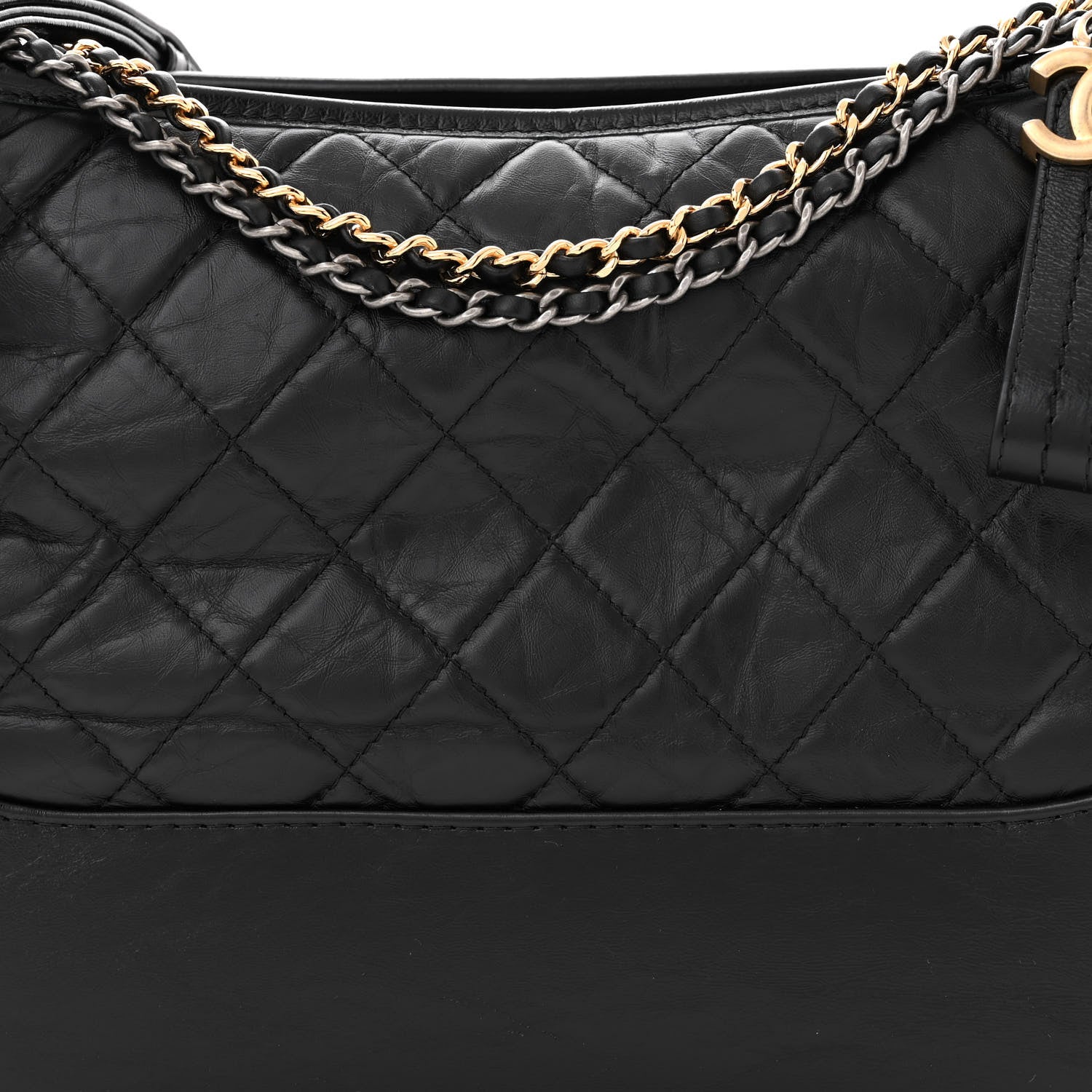Chanel Aged Calfskin Quilted Medium Gabrielle Hobo Black 8 of 12