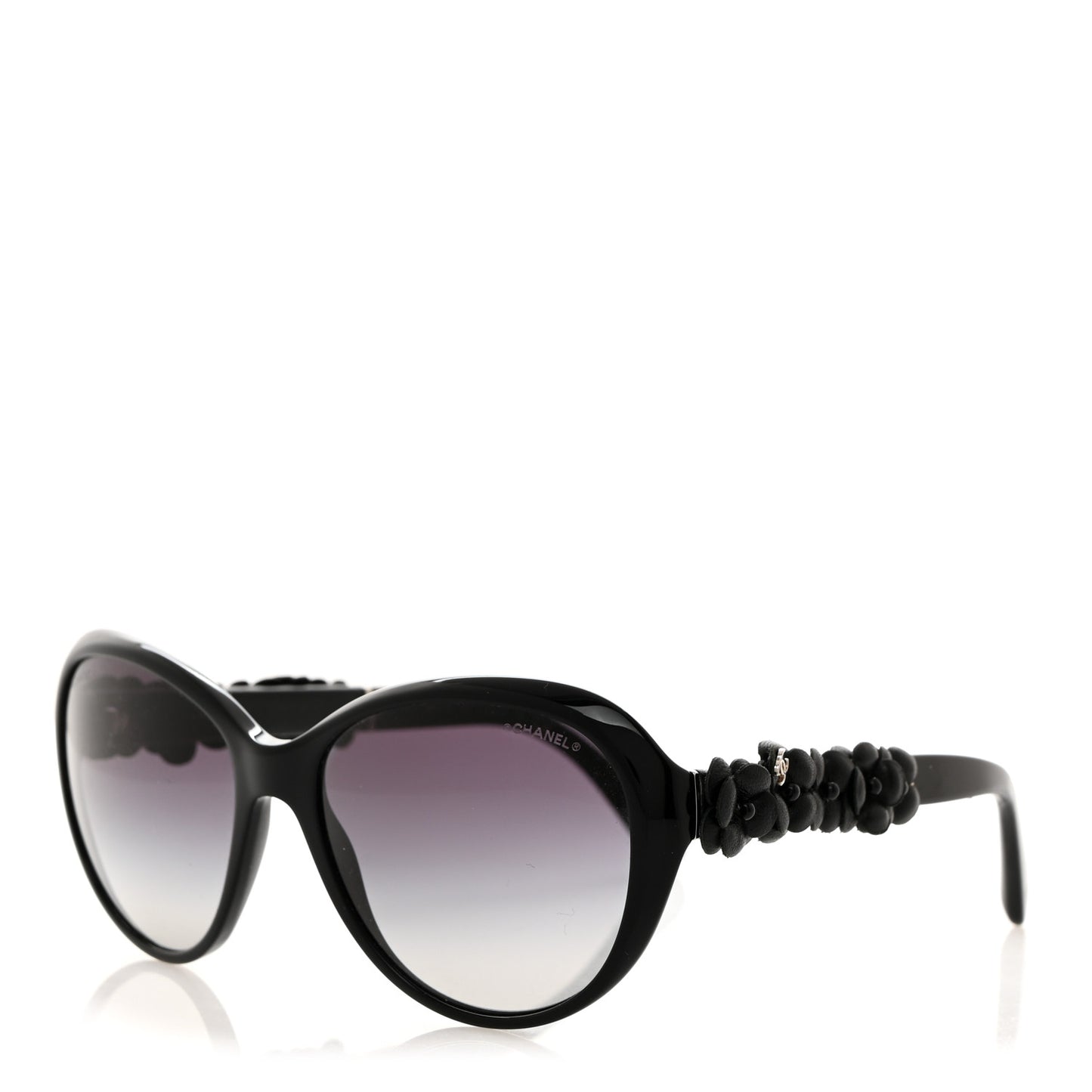 Acetate Lambskin Camellia CC Sunglasses 5316-Q Black