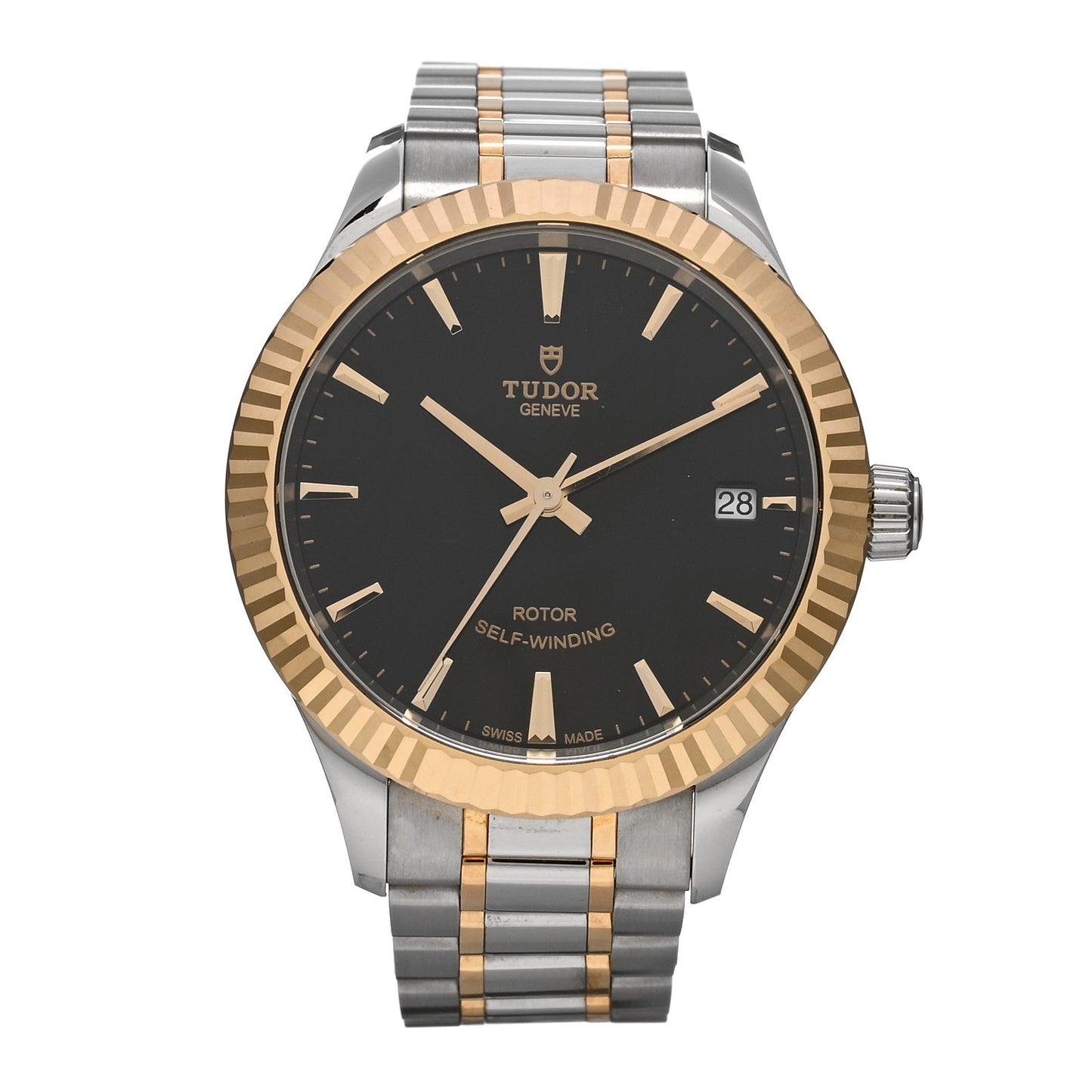 Stainless Steel 18K Yellow Gold 34mm Style Automatic Watch Black M12313