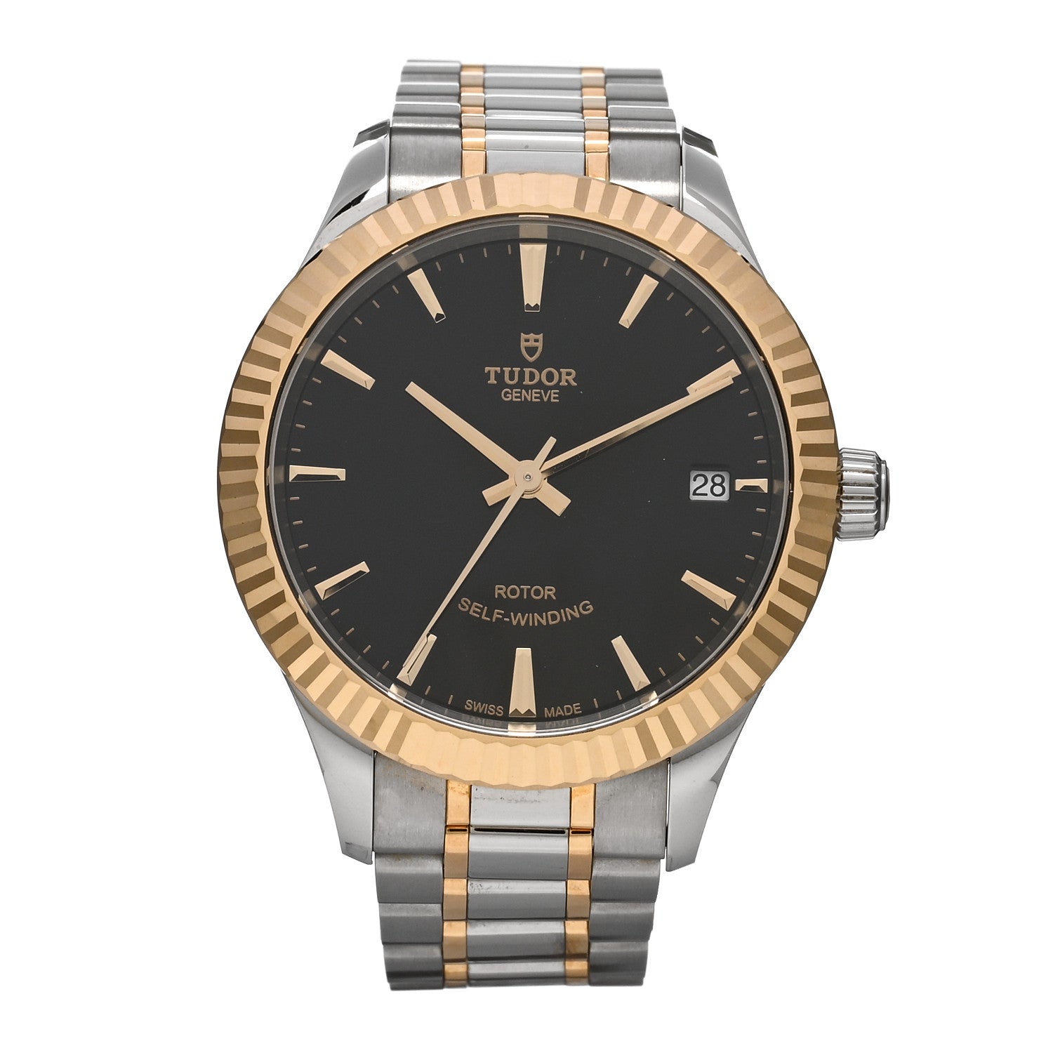 TUDOR Stainless Steel 18K Yellow Gold 34mm Style Automatic Watch Black M12313 1 of 5