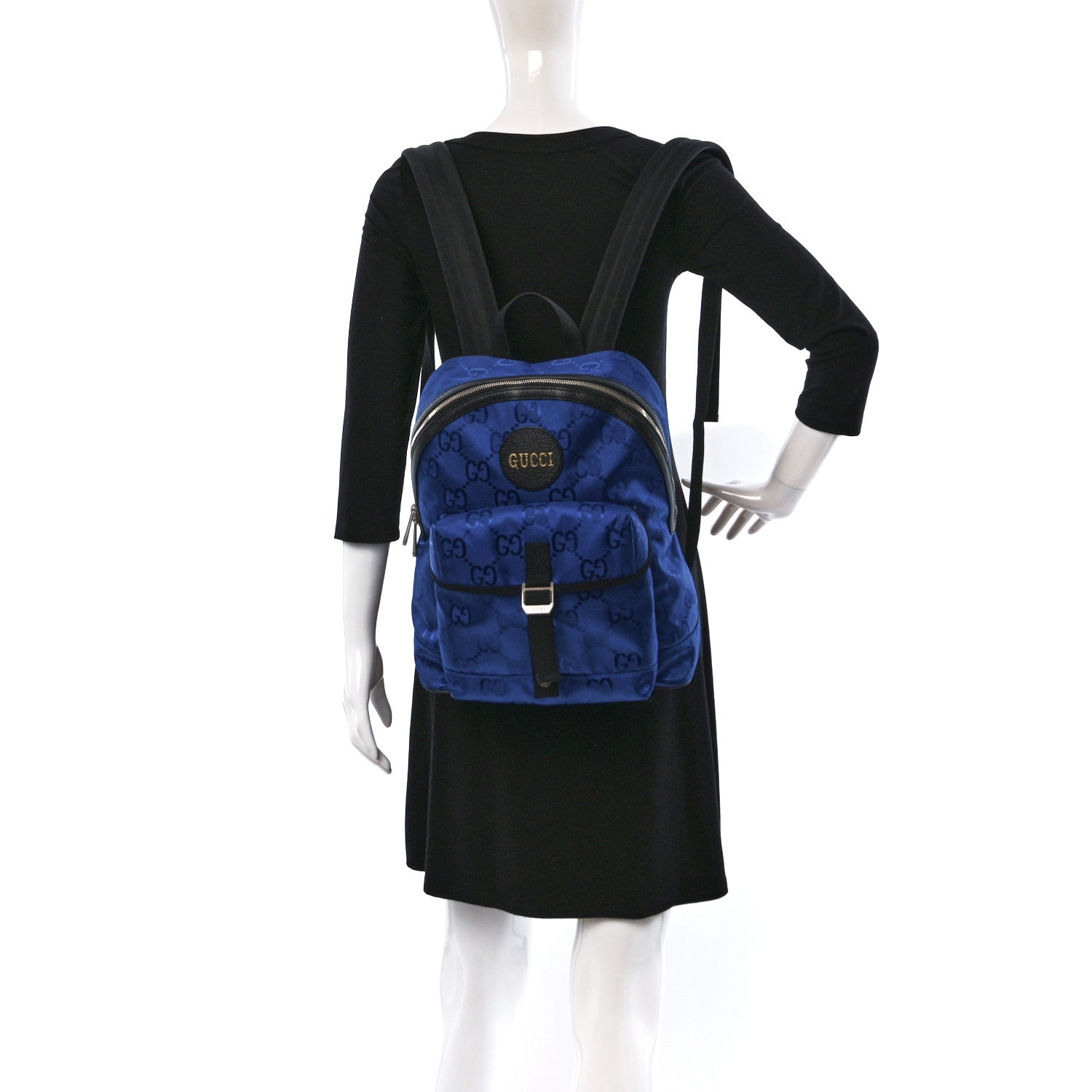Gucci Econyl Nylon Monogram Off The Grid Backpack Guilted Blue Black 2 of 9