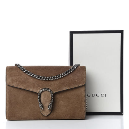 Gucci Suede Mini Dionysus Chain Wallet Taupe 10 of 10