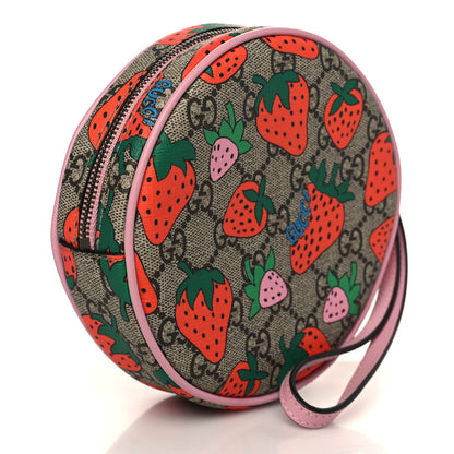 Gucci GG Supreme Monogram Strawberry Round Wrist Wallet 3 of 6