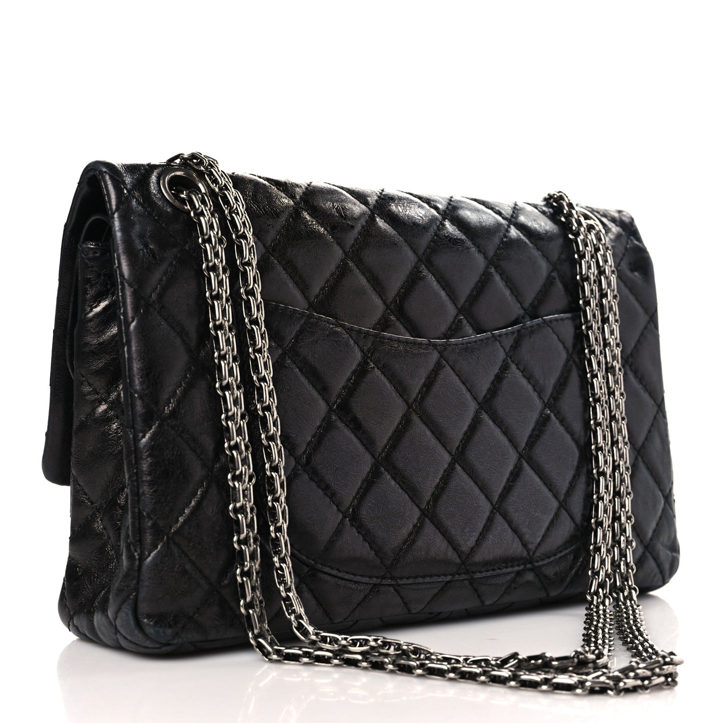 Metallic Aged Calfskin Quilted 2.55 Reissue 226 Flap Black