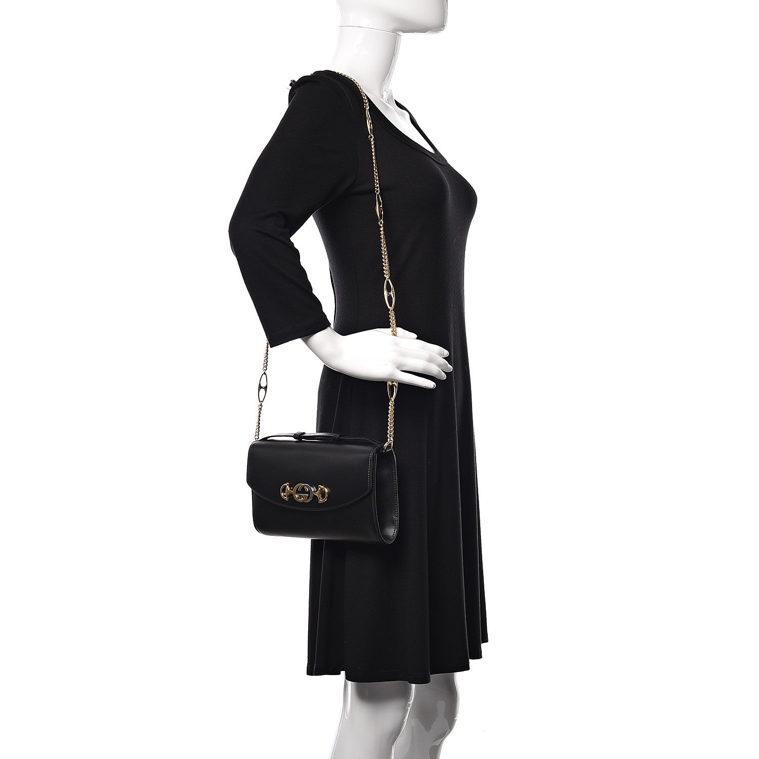 Gucci Smooth Calfskin Small Zumi Top Handle Shoulder Bag Black 2 of 10